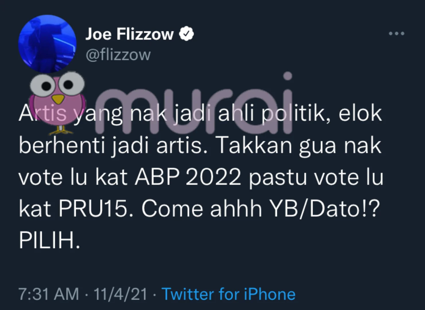 Elok Berhenti Jadi Artis Joe Flizzow Beri Pesanan Padu Buat Artis