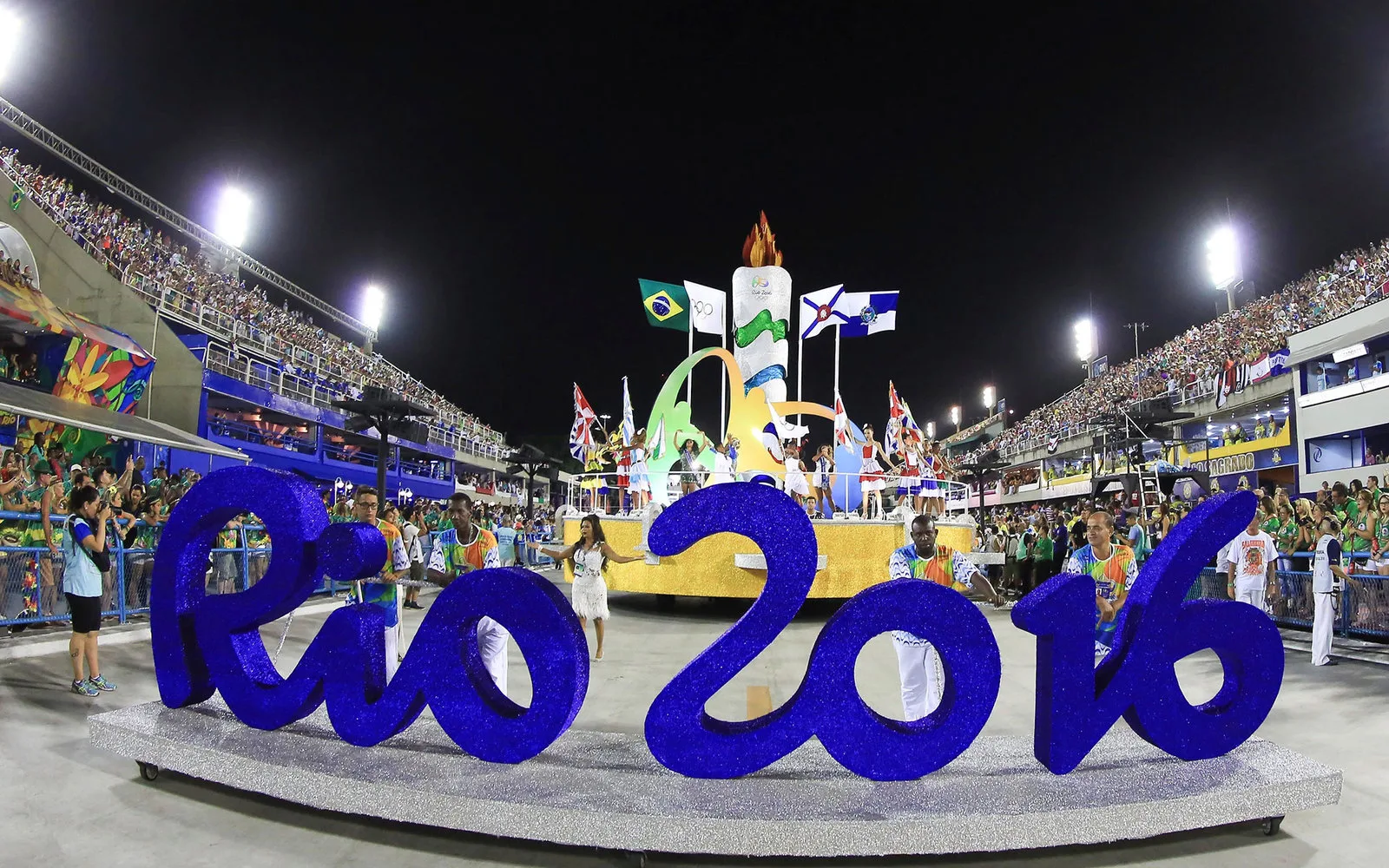 RIO DE JANEIRO, BRAZIL - FEBRUARY 08: A Rio Olympics 2016 car is seen before the first day of parades of the panel's Carnival in Rio de Janeiro on Marques de Sapucai Sambadromo on February 08, 2016 in Rio de Janeiro, Brazil. (Photo by William Volcov/Brazil Photo Press/LatinContent/Getty Images)