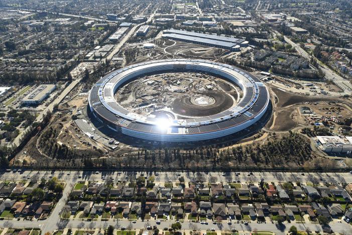 The Apple Campus 2 is seen under construction in Cupertino, California in this aerial photo taken January 13, 2017. REUTERS/Noah Berger