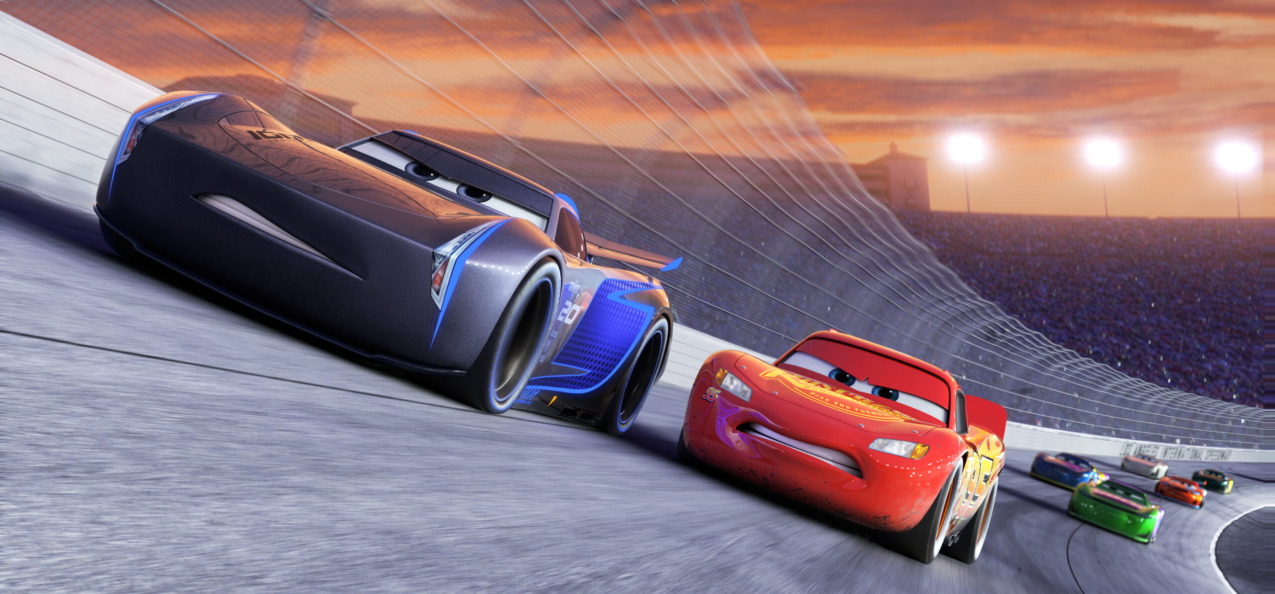 NEXT-GEN TAKES THE LEAD — Jackson Storm (voice of Armie Hammer), a frontrunner in the next generation of racers, posts speeds that even Lightning McQueen (voice of Owen Wilson) hasn’t seen.  “Cars 3” is in theaters June 16, 2017. ©2016 Disney•Pixar. All Rights Reserved.