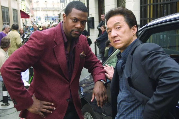 No Merchandising. Editorial Use Only. No Book Cover Usage Mandatory Credit: Photo by Snap Stills/REX/Shutterstock (2109541c) Jackie Chan and Chris Tucker Rush Hour 3 - 2007