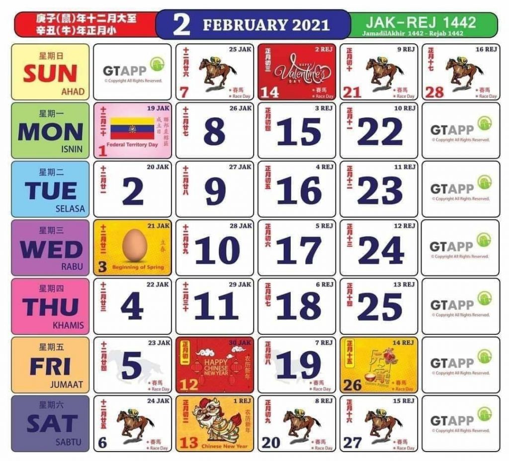 Kalendar kuda tahun 2022