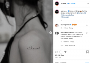 Walaupun Bangga Jadi Muslim, Tapi Bella Hadid Dilihat Buat Tatu Tulisan