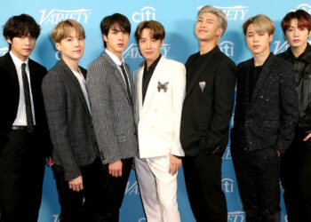 V, SUGA, Jin, J-Hope, RM, Jimin, and Jungkook of BTS