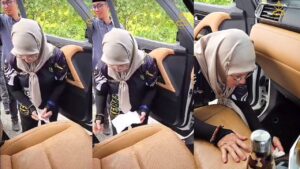 [VIDEO] Gelagat Sultan Pahang Rakam Tunku Azizah Lap Kerusi Kereta, Curi Perhatian Ramai!