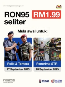 Pembelian RON95 RM1.99 Seliter Hanya Guna MyKad, Ini Cara-Caranya!