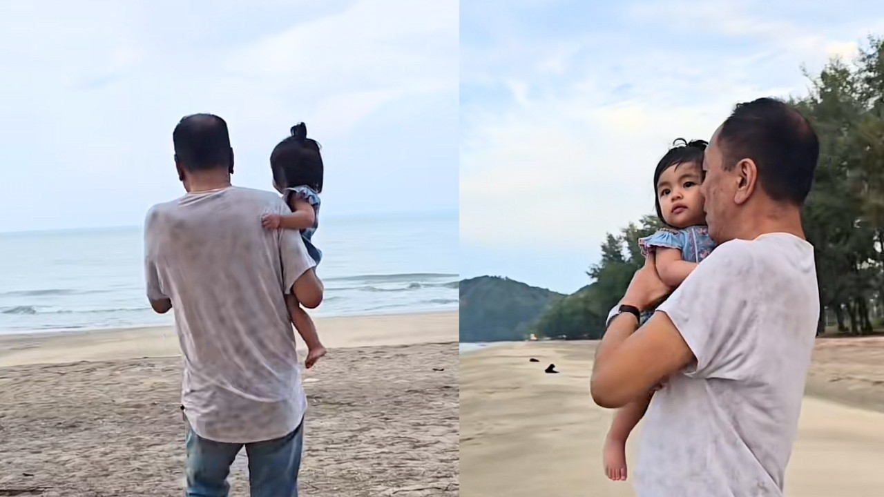 [VIDEO] Netizen Puji Lihat Tok Ram Bawa Anak Perempuannya Ke Pantai