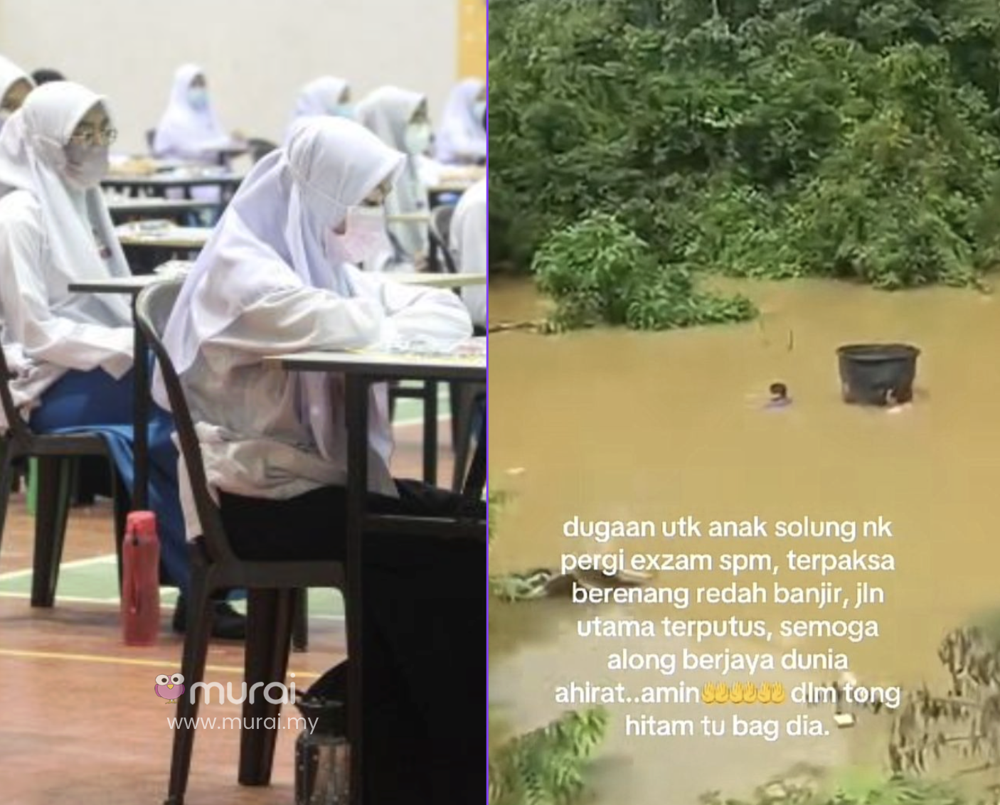 [VIDEO] Detik Cemas Pelajar SPM Berenang Redah Banjir Jadi Tular- “Air Naik Tiba-Tiba”