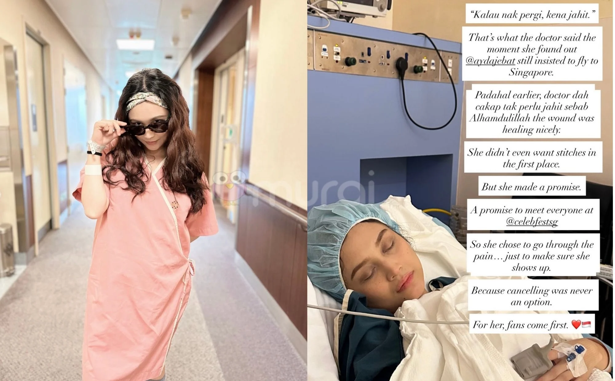 Ayda Jebat Lalui Prosedur Jahitan Semula Untuk Terbang Ke Singapura, Rakan Selebriti & Peminat Bimbang!