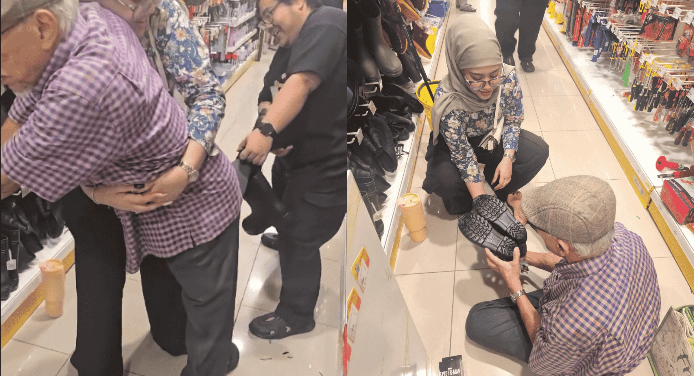 Nak Cuba Je, Tapi Jadi Cemas!  Warga Emas Tersangkut Dalam Kasut Getah Cetus Gelak Tawa